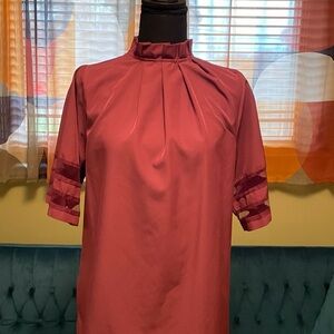 Elegant Satin Blouse with Ruffled Sleeves